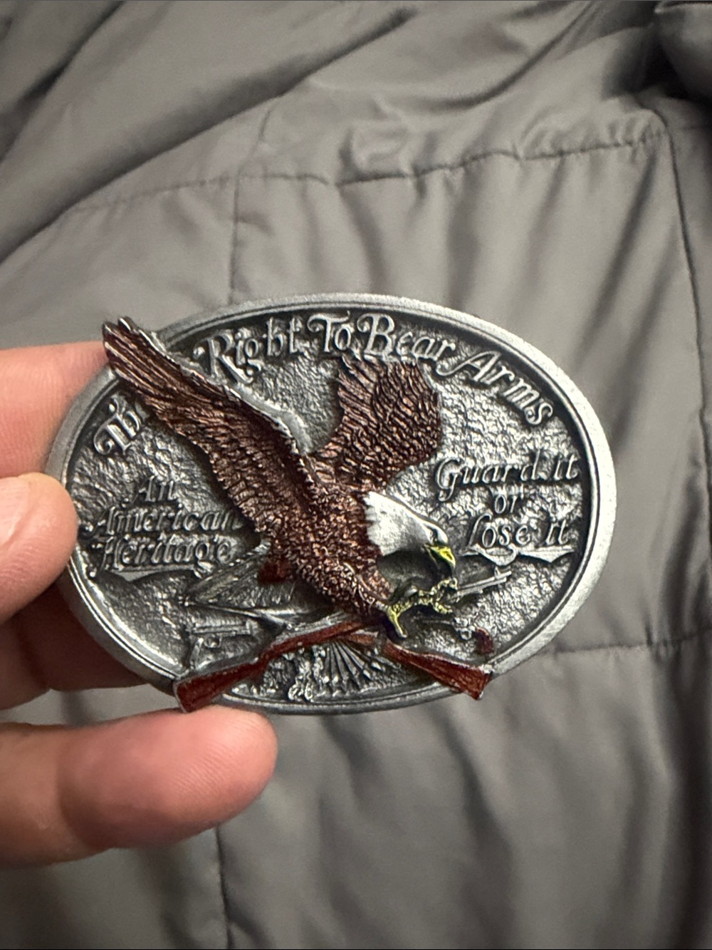 Heritage Eagle Belt Buckle - Brown & Silver